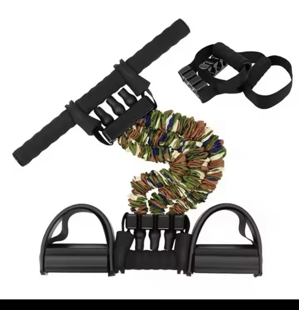 Camouflage highly elastic latex tube pedal tensioner fitness tool