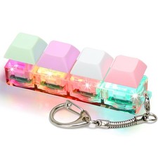 Keyboard Keychain LED Clicker 4-in-1 Fidget Sensory Toy Stress Relief Adult Mini