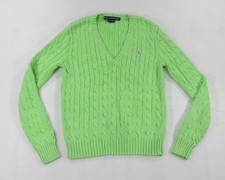 Vintage Ralph Lauren Sport Cable-Knit Cotton V-Neck Sweater Women's Large