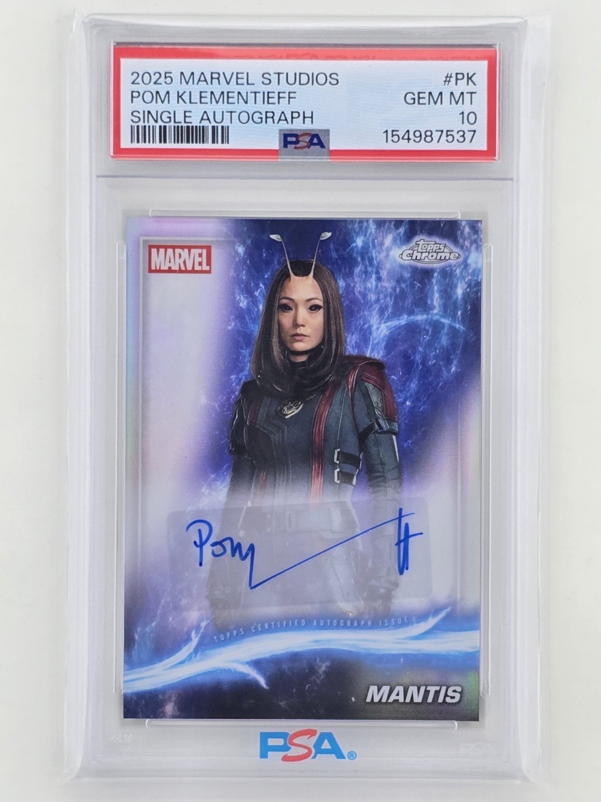 Pom Klementieff as Mantis 2025 Topps Chrome Marvel Studios Auto PSA 10