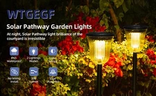 WTGEGF Solar Pathway Settings Warm & Day White Lights, 1 Pack, 200 Lm
