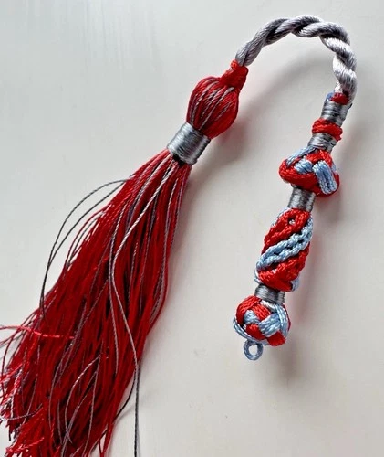 Silky Polyester Threads Tassel For Islamic Prayer Beads Red And Blue Hand Made