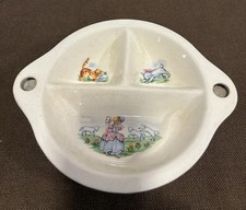CW 1940  s  Little Bo Peep  Baby Child Warming Feeding Dish Vintage Ceramic