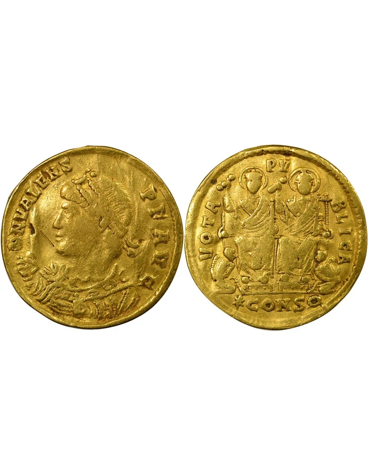 Rome Empire Valens - Solidus Or, Vœux Publics - 368 Constantinople - Photo 1/3