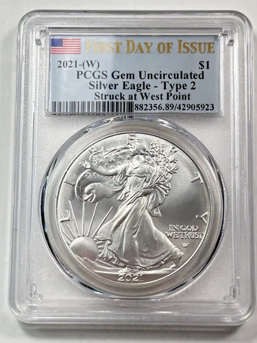 2021-W $1 American Silver Eagle PCGS GEM UNC Type 2 First Day Issue West Point