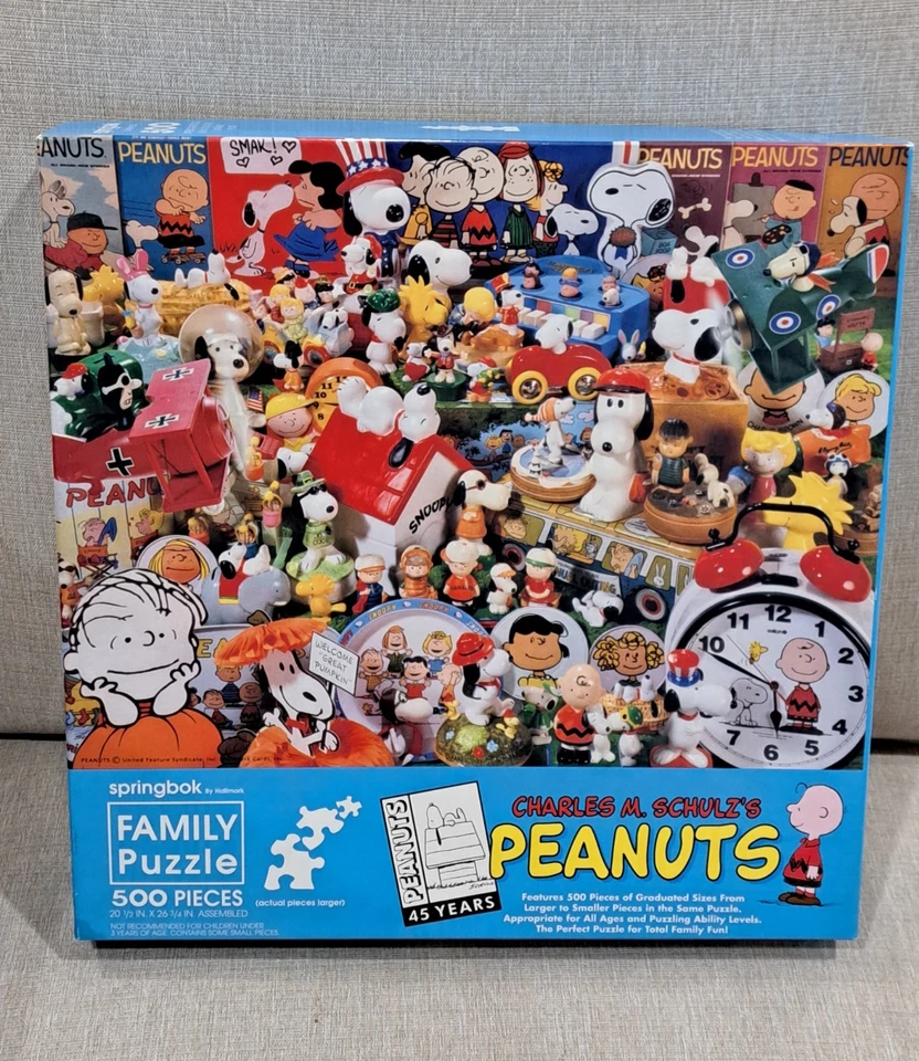 Rompecabezas PEANUTS Snoopy 500 piezas de colección 1985 nuevo en stock 45 aniversario collage Charlie Brown Foto 2 de 4