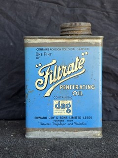 Vintage Filtrate Penetrating Oil Tin Rare Can Pint 1930s Motoring