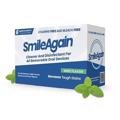 SmileAgain Retainer Cleaner - 180-220 Cleanings 22 Pack/6 Month Supply - for
