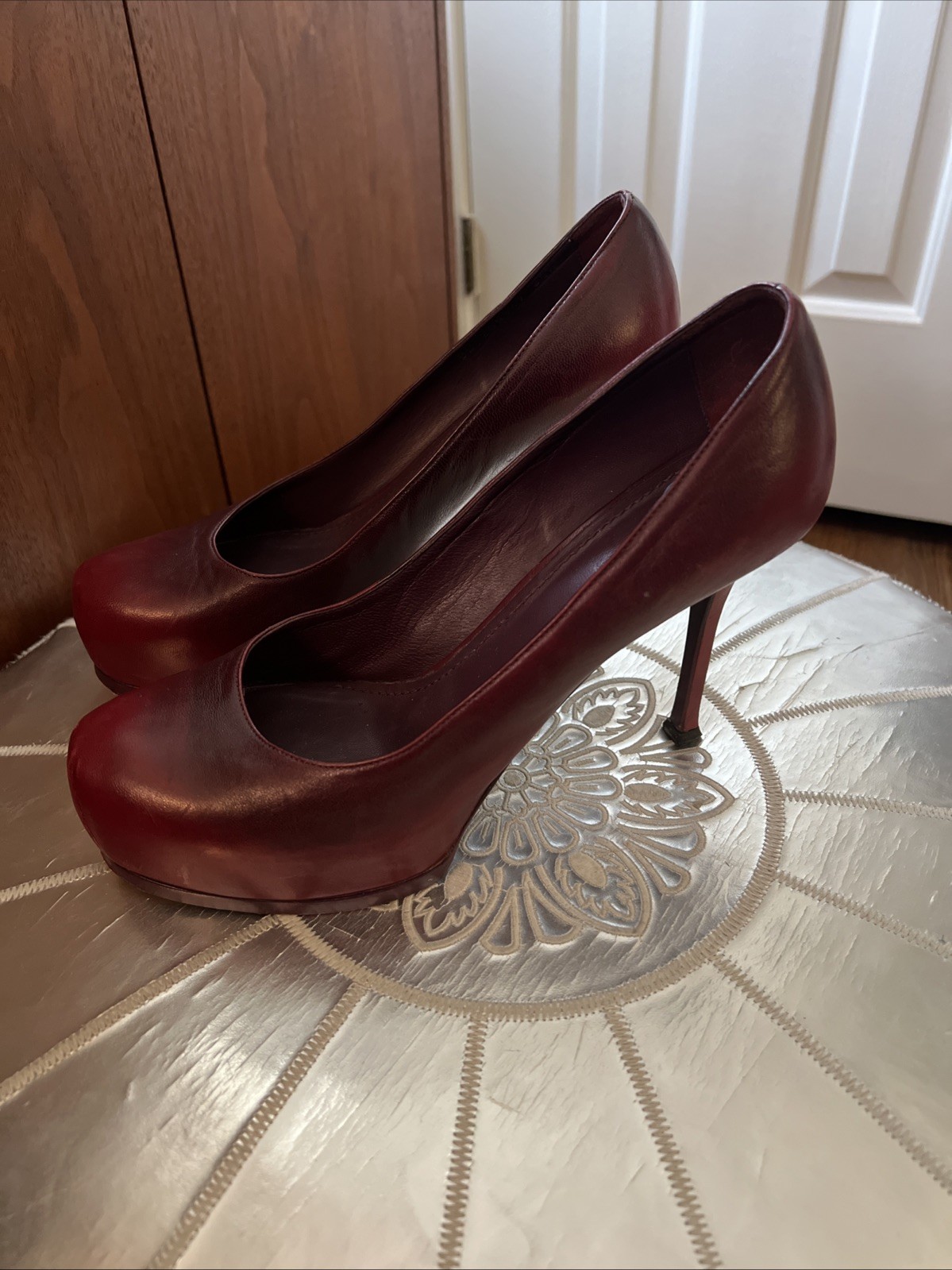 YVES SAINT LAURENT ( YSL) STILETTO PLATFORM OMBRE ROSSO SCURO taglia 39 5 (9 5)