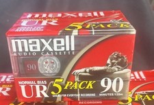 MAXELL Blank Audio Cassette Tapes Normal Bias UR One 5 Pack 90 Minutes NEW