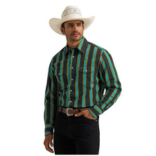 112375714 Wrangler Men's Classic Fit L/S Western Snap Shirt - Black Multi Stripe