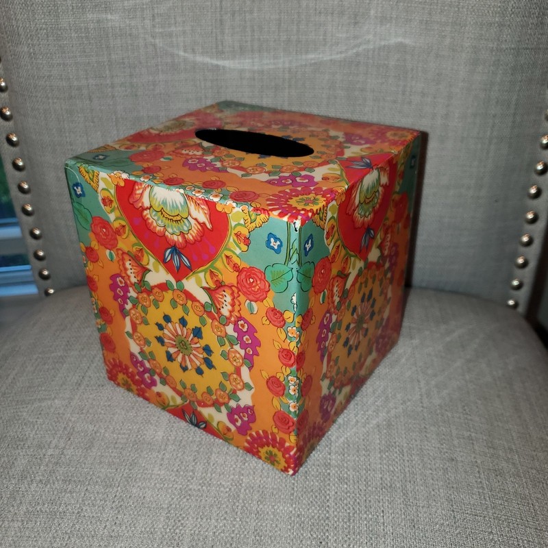 Kleenex Box Cover World Market, Metal and Laquer has tag inside