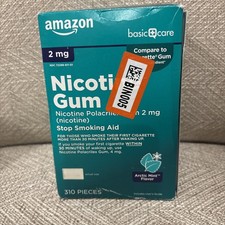 Amazon Basic 2mg Nicotine Gum - 310 Count Artic Mint Flavor.
