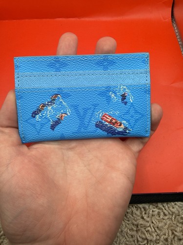 Louis Vuitton Blue Double Sided Card Holder Wallet Logo Printed Design