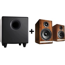 Audioengine Hdp6 Walnut Passive Bookshelf Speakers Pair And S8 Black Subwoofer