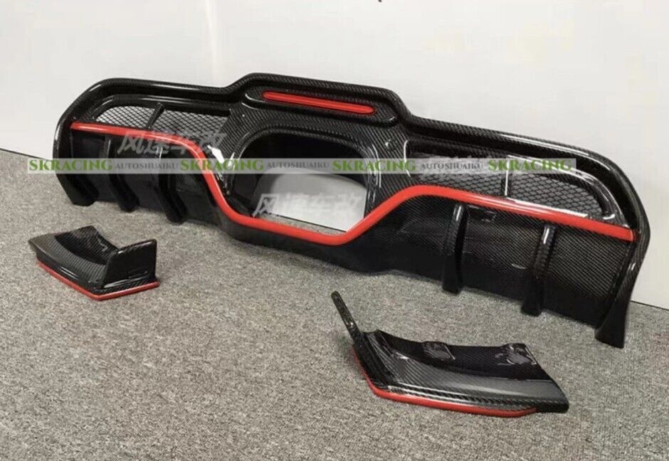 Carbon Fiber Rear Bumper Diffuser Lip + Red For Mini Cooper S F54 F55 ...
