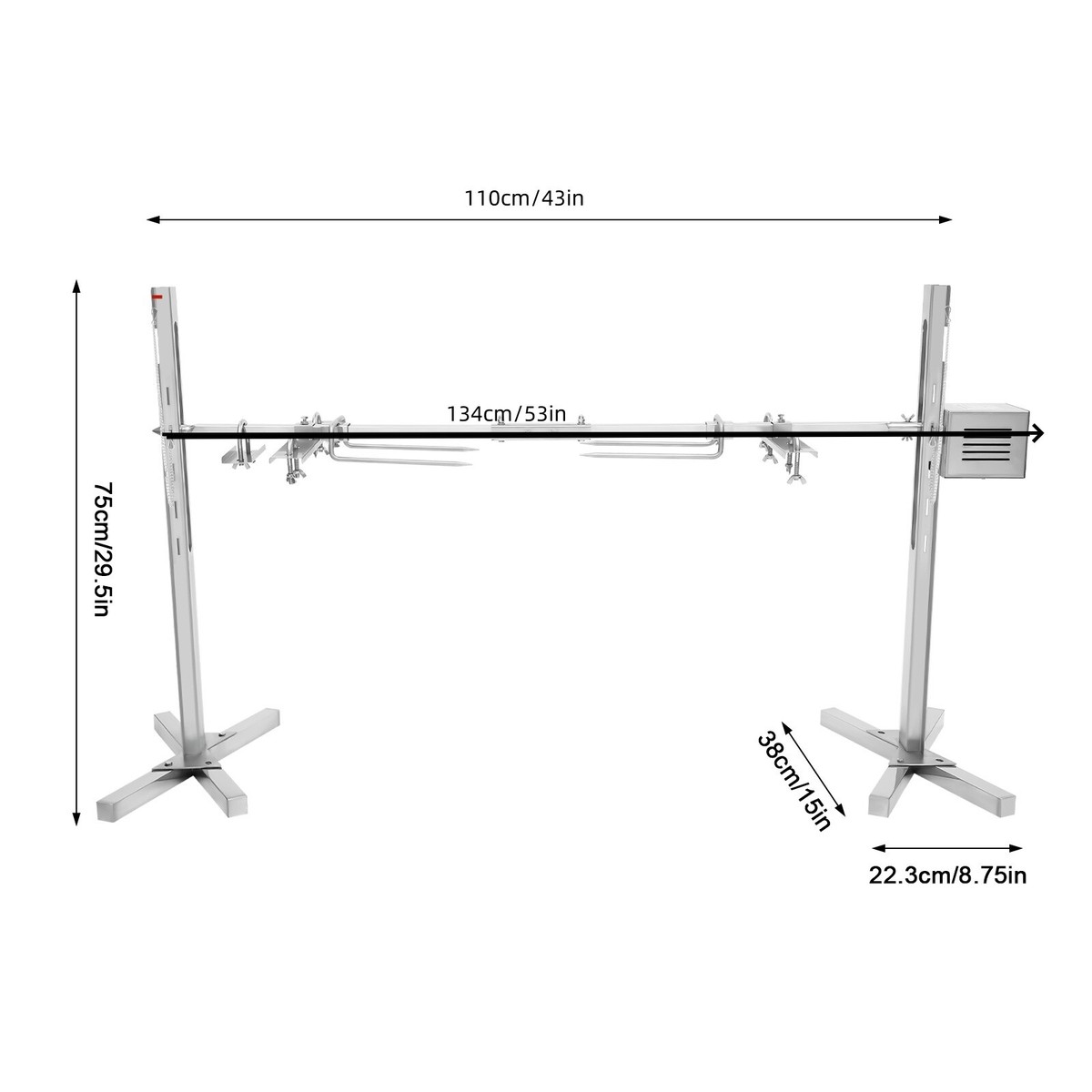 Entièrement Automatique électrique Grill BBQ Rack 15W Kit De Rôtissoire Inoxydable 70kg Réglable