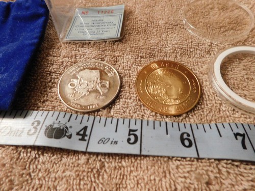 1984 Alaska Mint North to the Future 1 oz .999 Münze 1959 Statehood Trade Token - Bild 4 von 12
