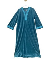 Diamond Tea Robe Women House Coat Dress Gown Green Blue Velvet Pullover Vintage