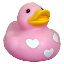 Valentines Day three Hearts Pink Rubber Duck Bath Toy Classic Floating Duck 2"