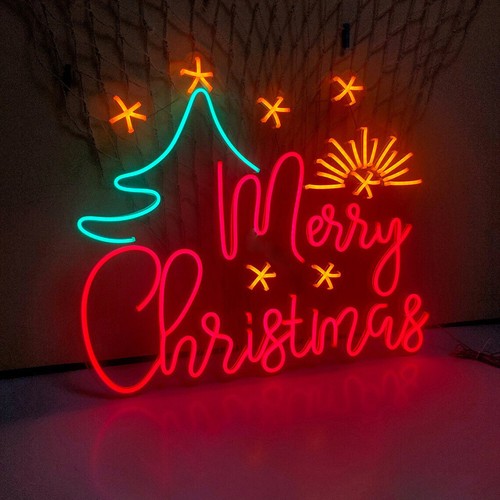 LED Merry Christmas Neon Light Dimmable Shop Wall Decor Large Electronic Sign - Picture 5 of 5