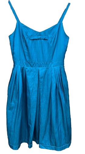 Banana Republic teal mini dress pockets cotton/silk blend size 8 - 第 1/16 張圖片