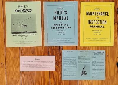 3 Bensen Gyro Copter Manuals / Instructions - Model B-8M - Vintage Gyroplane