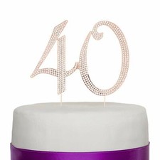 40 Cake Topper for 40th Birthday or Anniversary Rose Gold Number