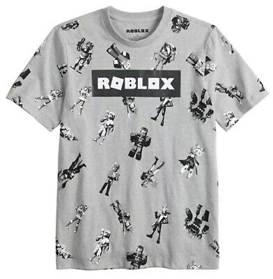 Roblox Youth Boys Roblox Grid Short Sleeve Gray Shirt New M(8)