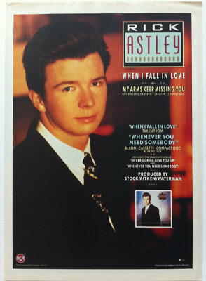 RICK ASTLEY - WHEN I FALL IN LOVE 1987 full page UK magazine ad