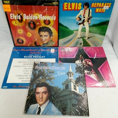 ELVIS PRESLEY 5 LPs Open Shrink EX+ Golden Records 101 Strings Tribute Gospel   
