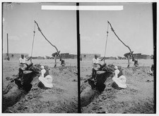 Egyptian characters, etc, Primitive way of irrigating 1920s Old Photo