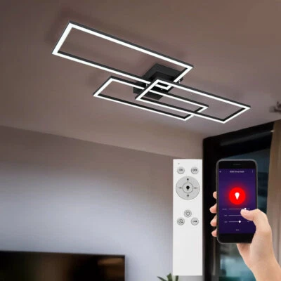Deckenlampe Deckenleuchte Wohnzimmerlampe dimmbar Smart LED Fernbedienung L90 cm - Bild 1 von 4