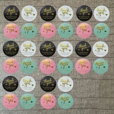 32  Thank you for Supporting  my Small Business Stickers Pink Envelope Seals 1”