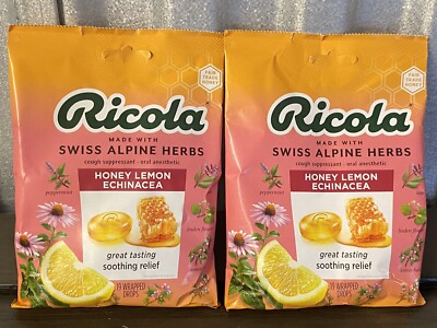 Ricola Cough Drops - Echinacea Honey Lemon 19 Drops X2 Exp 12/2026