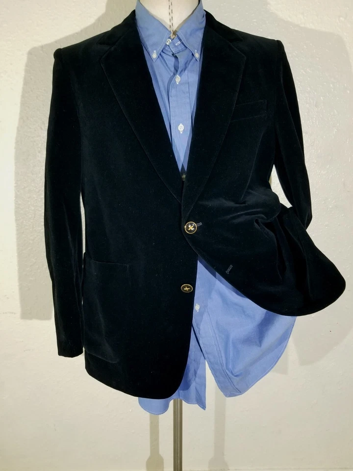 40R Vintage 1950s Morville Velvet Evening Dinner Blazer Smoking Jacket Coat gold - Image 2 of 4