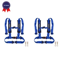 2PCS Blue 2” Racing 4 Point Vehicle Auto Car Belt Buckle Harness US