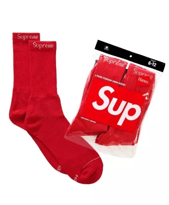 Pack de 4 chaussettes SUPREME New York x Hanes rouge taille 6 12