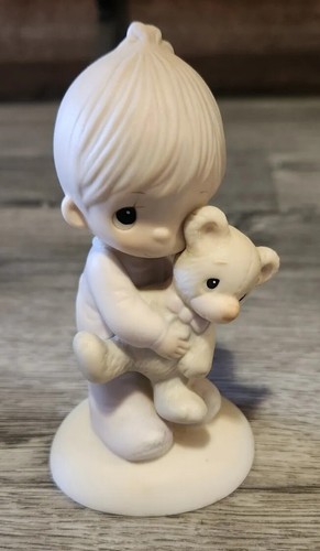 Precious Moments - Jesus Loves Me Figurine - Boy with Teddy Bear | eBay