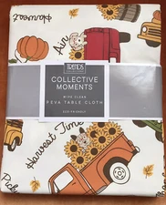 Trends Collections Harvest Vinyl/PEVA Tablecloth  60” Round Autumn/Fall Dogs New