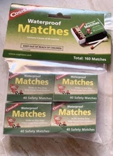Coghlans Waterproof Matches. 4 Boxes / 160 Matches. Free First Class Shipping!!