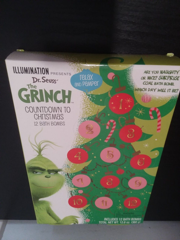 the Grinch countdown to Christmas 12 bath bombs brand new