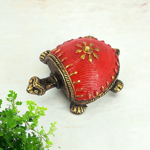 Shambhavi Creations Brass Tortoise for Good Luck, Vastu, Dhokra Art 2.5 inch