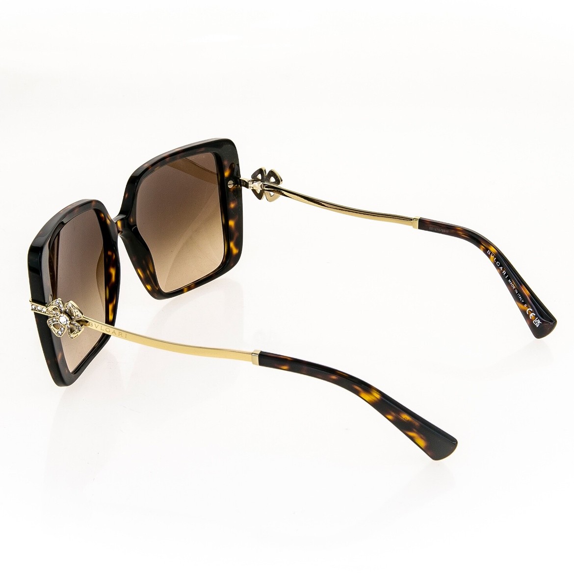 BVLGARI FLOWER BV8243B Gold Brown Havana Crystal Rectangle