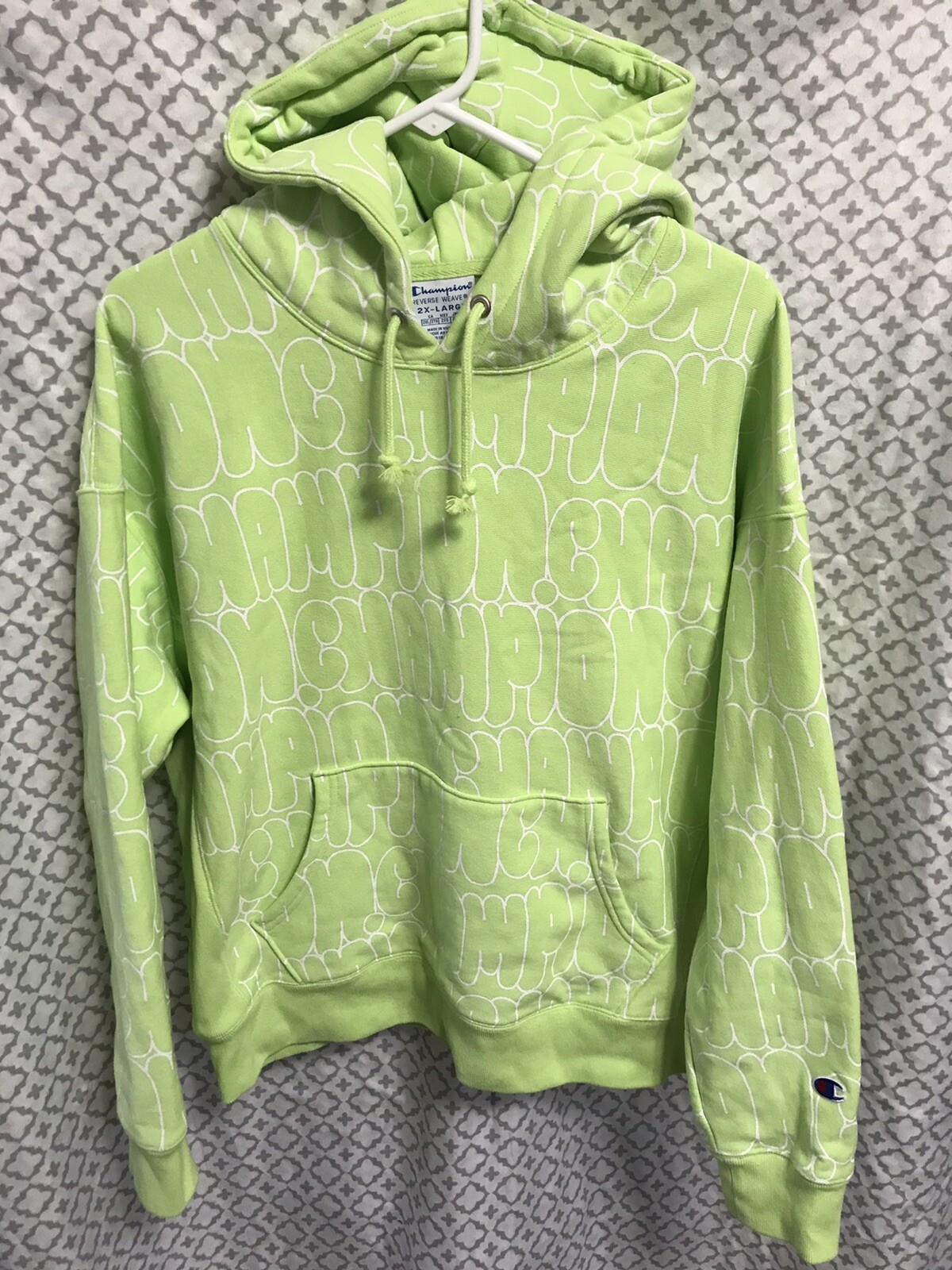 Bubble Letters Hoodie Neon Lime 