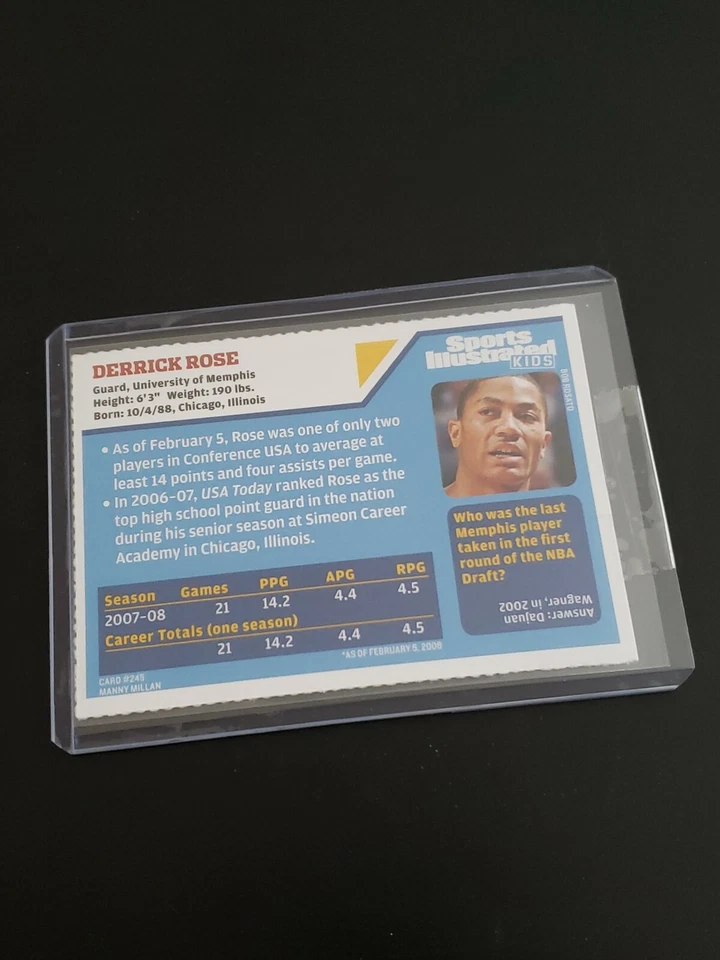 Derrick Rose 2008 SI for Kids Rookie Card RC RARE - Image 2 of 2