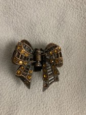 Vintage Silver Tone Crystal Rhinestones Hair Claw Clip Metal floral