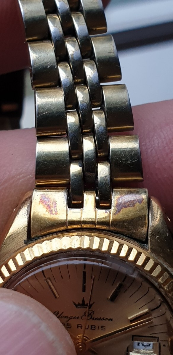 Montre Femme Vintage Younger Et Bresson Mécanique 17 Rubis Plaquée Or - Cadran Champagne, état Exceptionnel