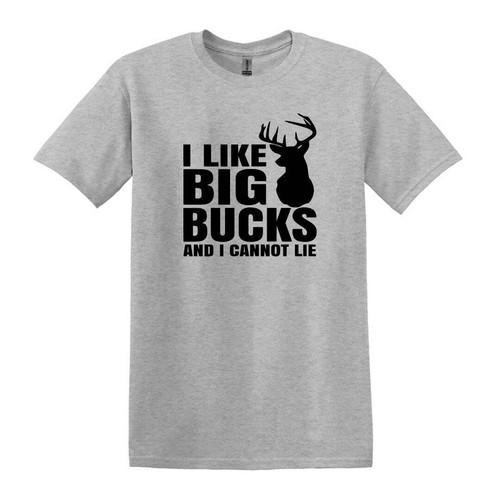 I LIKE BIG BUCKS - Deer Hunting Humor T-shirt - Gildan Adult Unisex Heavy Cotton - Picture 3 of 122