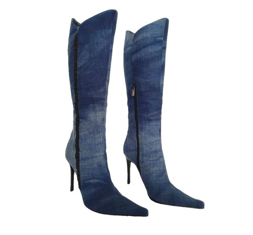 Paris Texas Yellow Black Snakeskin Stiletto Knee High Boots 36